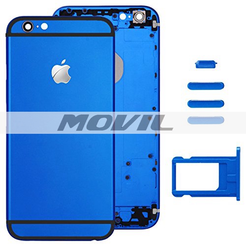 Generic Deep Blue Full Housing Back Cover with Card Tray  Volume Control Key  Power Button  Mute Switch Vibrator Key Replacement for Apple iPhone 6